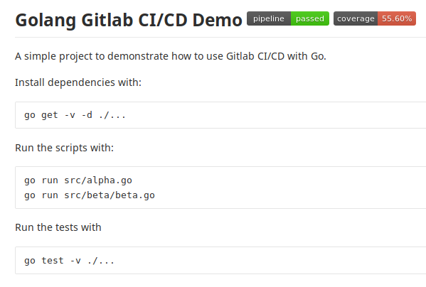 Gitlab pipeline and coverage badges