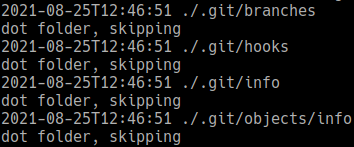 commit script output - skipping dot folders