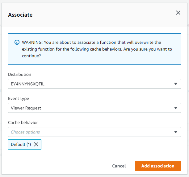 Associating a Function to a CloudFront distribution